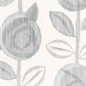 Linen wallpaper Rose, silver grey